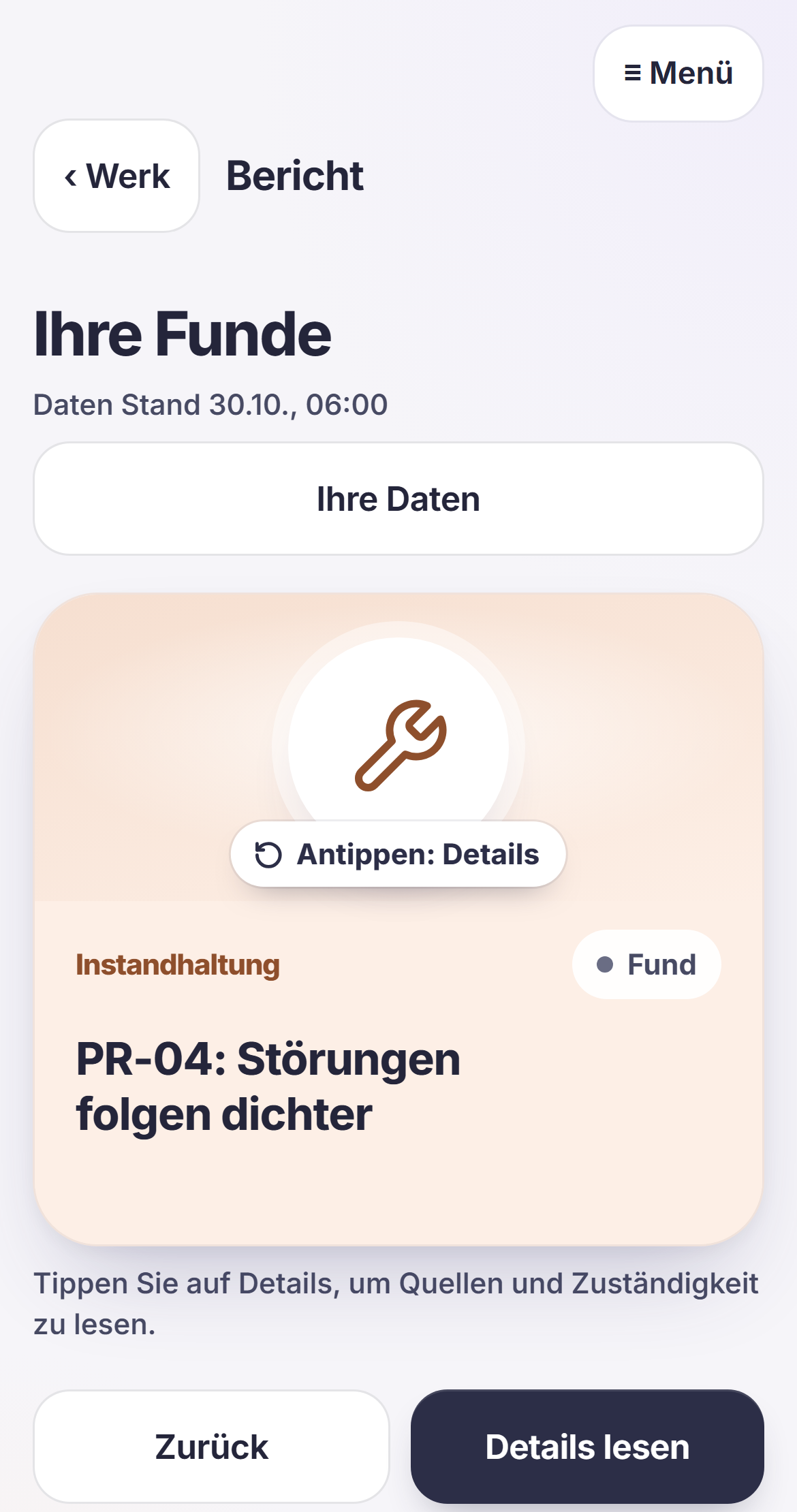Quellenbasierter Befund von Werk Süd